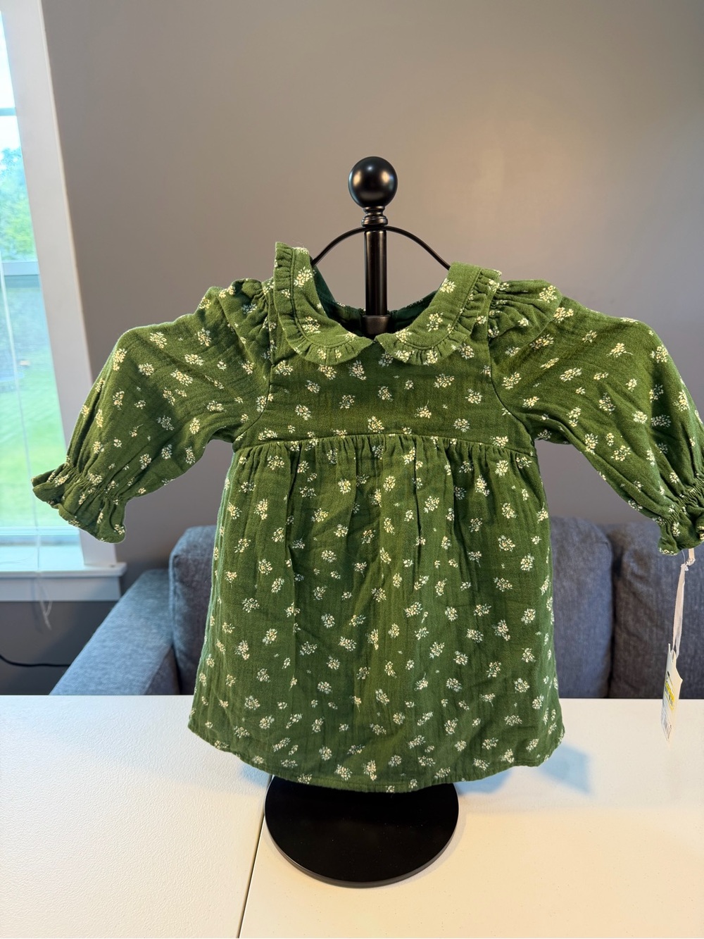 cloud island Green Floral Corduroy Baby Girl Top